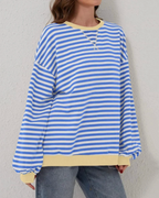 Margaux – Women's Black Striped Oversized Jumper