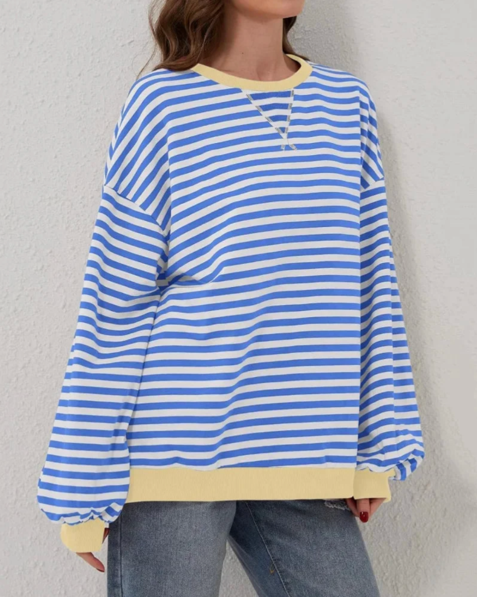 Margaux – Women's Black Striped Oversized Jumper