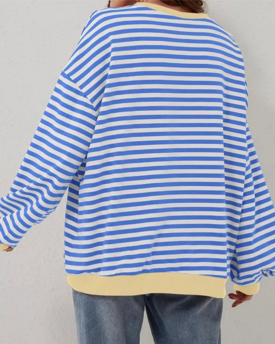 Margaux – Women's Black Striped Oversized Jumper