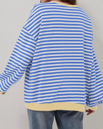 Margaux – Women's Black Striped Oversized Jumper