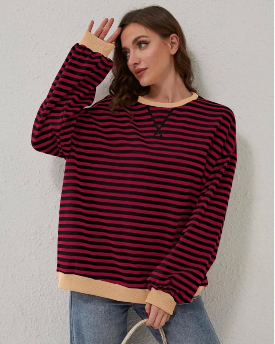 Margaux – Women's Black Striped Oversized Jumper