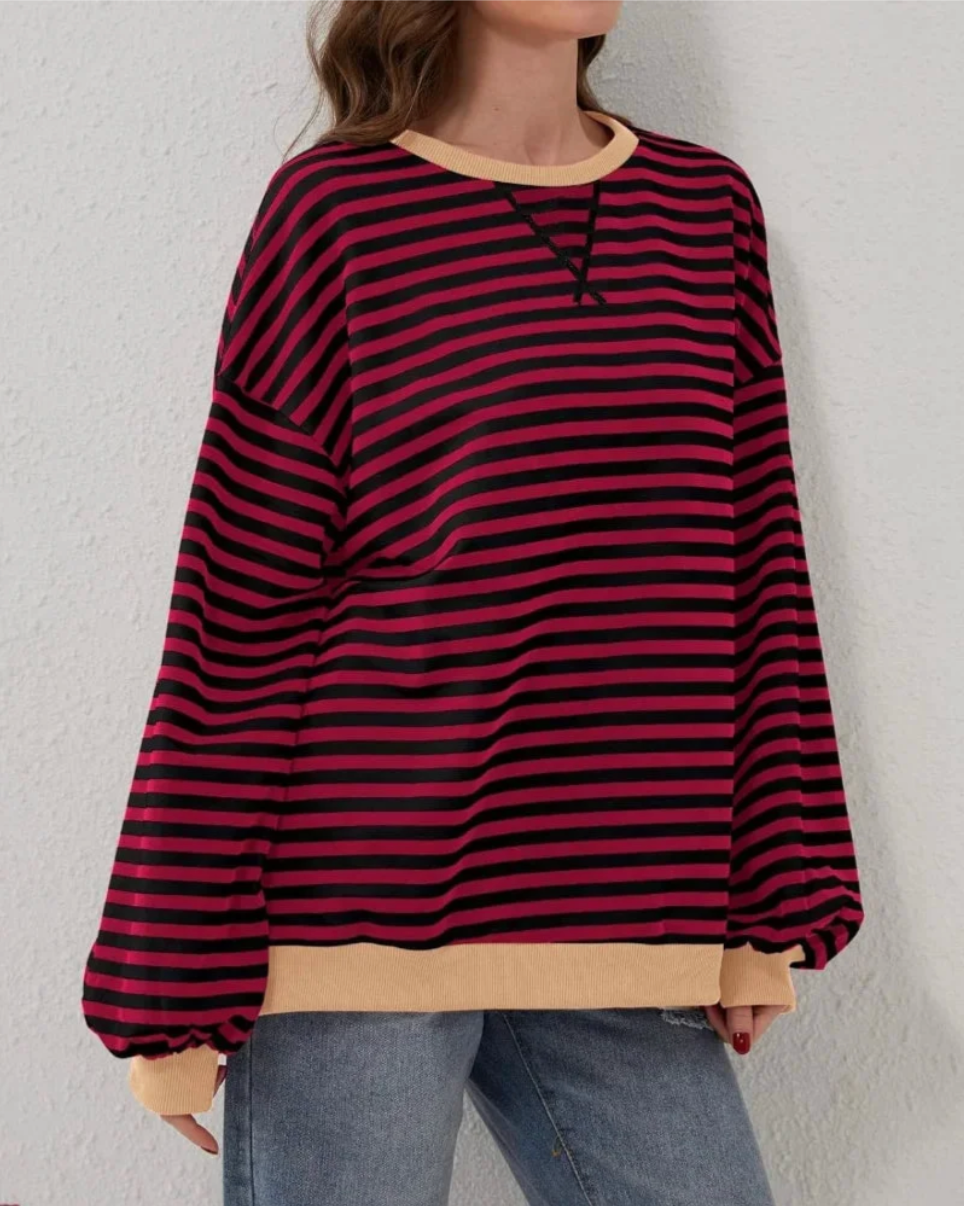 Margaux – Women's Black Striped Oversized Jumper