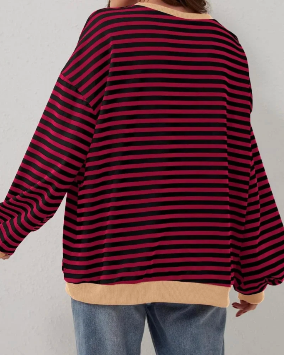 Margaux – Women's Black Striped Oversized Jumper