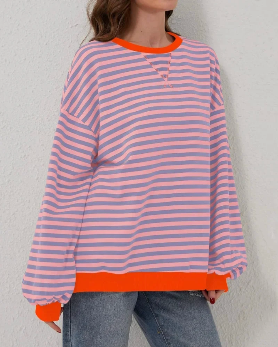 Margaux – Women's Black Striped Oversized Jumper