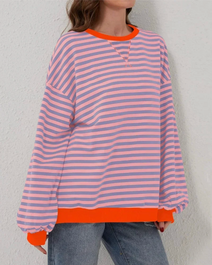 Margaux – Women's Black Striped Oversized Jumper