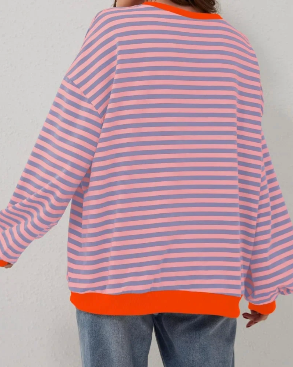 Margaux – Women's Black Striped Oversized Jumper