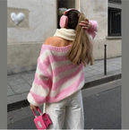 Odile – Women's Navy Striped Round Neck Jumper