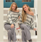 Odile – Women's Navy Striped Round Neck Jumper