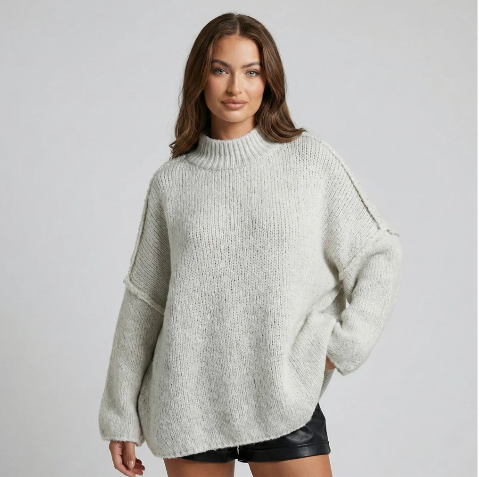 Solène – Women's Burgundy Oversized Turtleneck Jumper