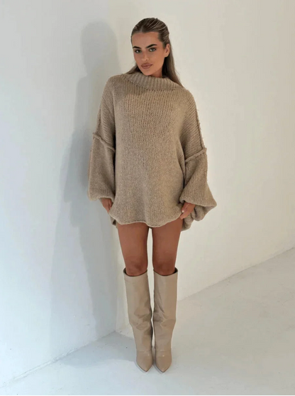 Solène – Women's Burgundy Oversized Turtleneck Jumper