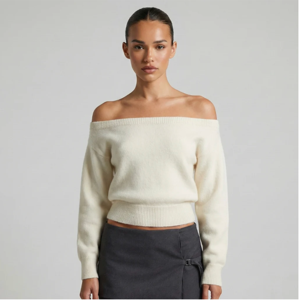 Bellamy – Women's Beige One-Shoulder Jumper