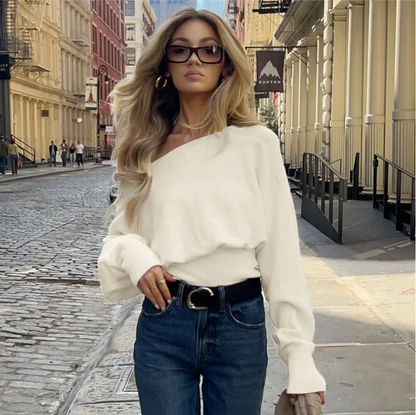 Bellamy – Women's Beige One-Shoulder Jumper