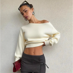 Bellamy – Women's Beige One-Shoulder Jumper