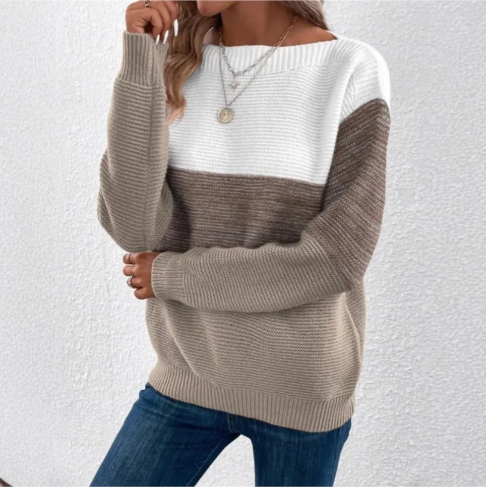 Margaux – Women's Grey Patchwork Knit Jumper