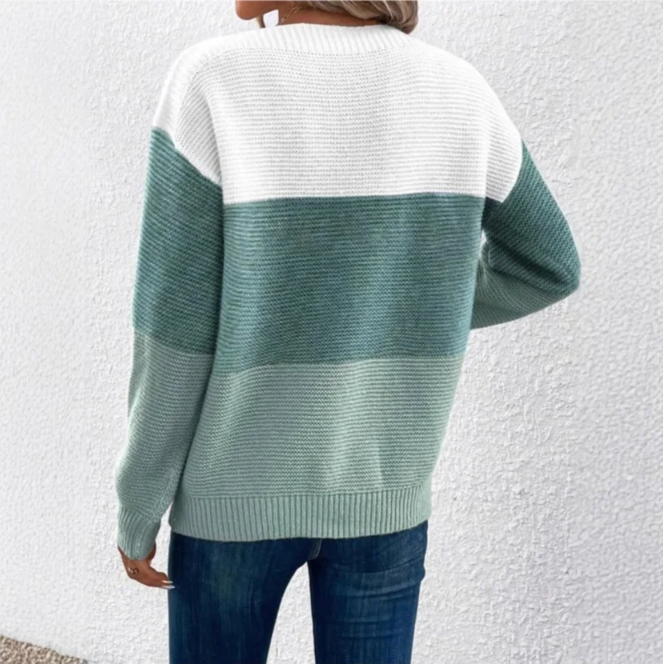 Margaux – Women's Grey Patchwork Knit Jumper