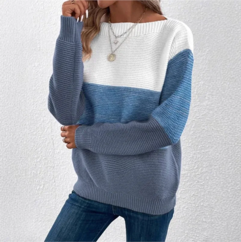 Margaux – Women's Grey Patchwork Knit Jumper