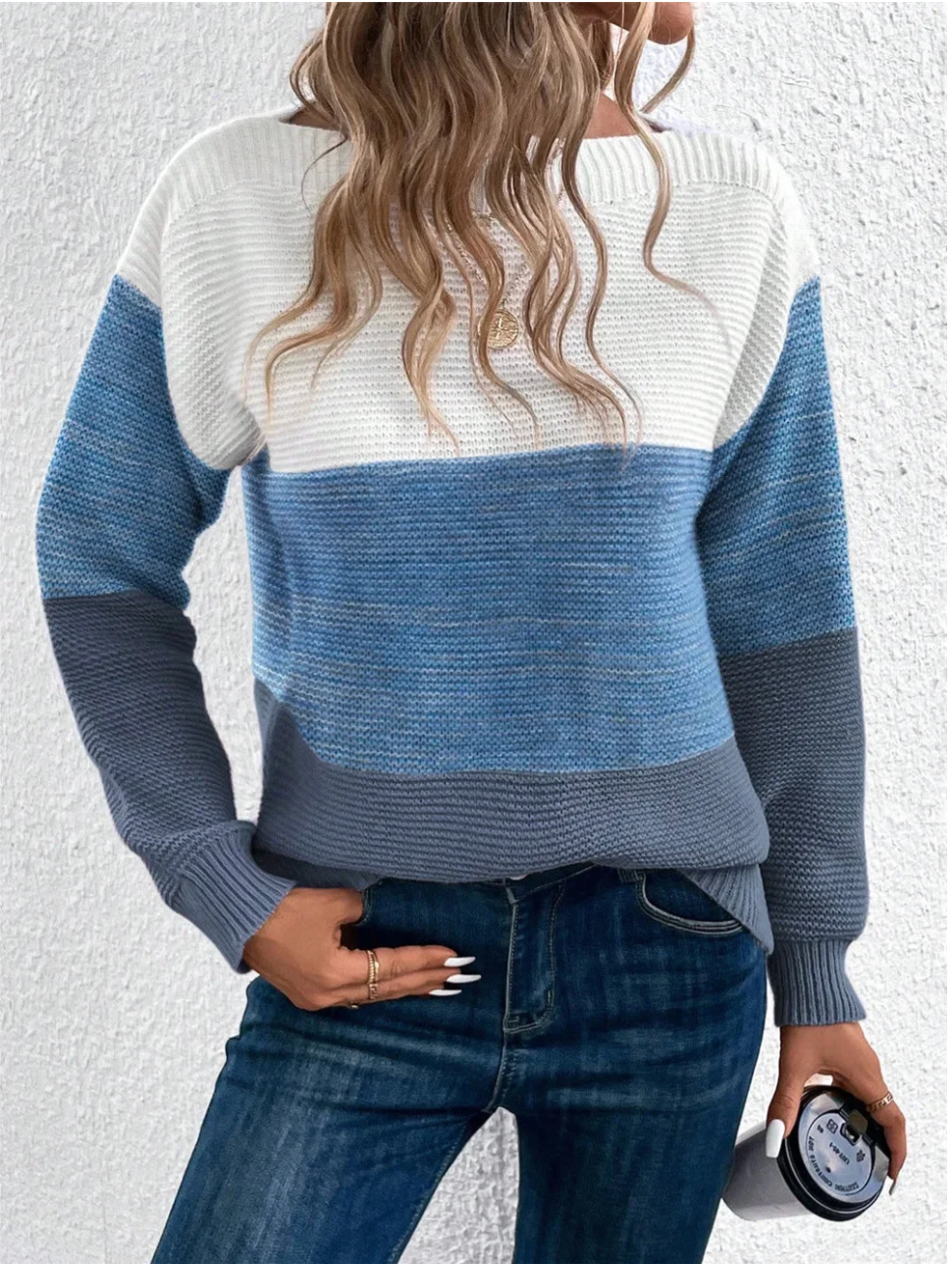 Margaux – Women's Grey Patchwork Knit Jumper