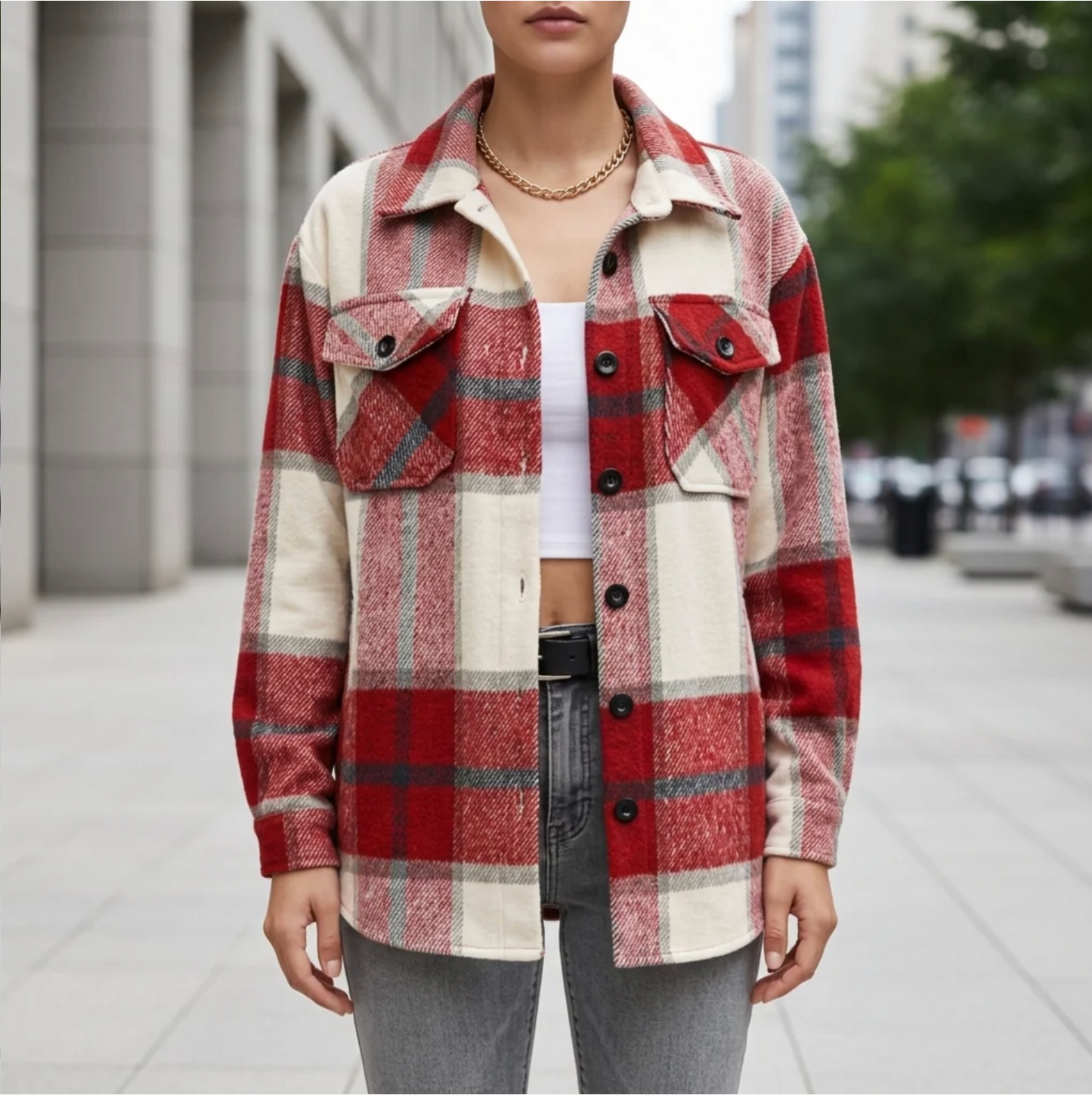 Wren | Red Plaid Flannel Shacket for Women