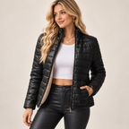 Noelline | Chic Black Puffer Jacket for Women with Cropped Lightweight Fit