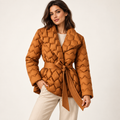 Vianne | Elegant Womens Puffer Jacket with Diamond Quilting & Tie Belt