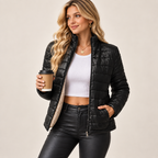 Noelline | Chic Black Puffer Jacket for Women with Cropped Lightweight Fit