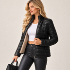 Noelline | Chic Black Puffer Jacket for Women with Cropped Lightweight Fit