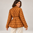 Vianne | Elegant Womens Puffer Jacket with Diamond Quilting & Tie Belt