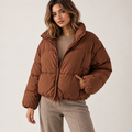 Maelys | Chic Cropped Puffer Jacket for Women with Stand Collar & Drawcord Hem