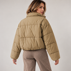 Maelys | Chic Cropped Puffer Jacket for Women with Stand Collar & Drawcord Hem
