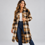 Elodiane | Timeless Long Coat for Women with Refined Checked Pattern