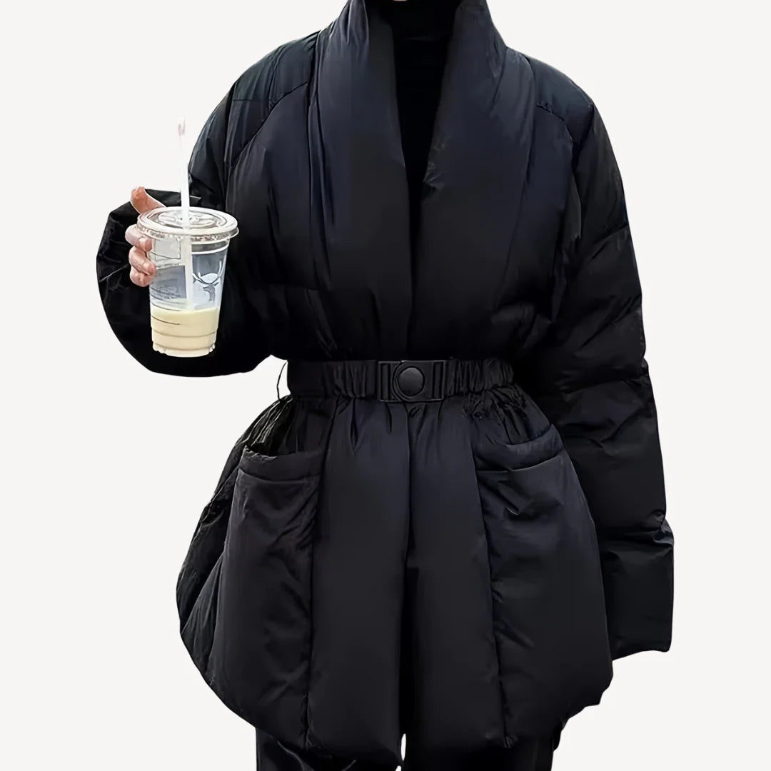 Imogen – Women's Black Belted Puffer Jacket