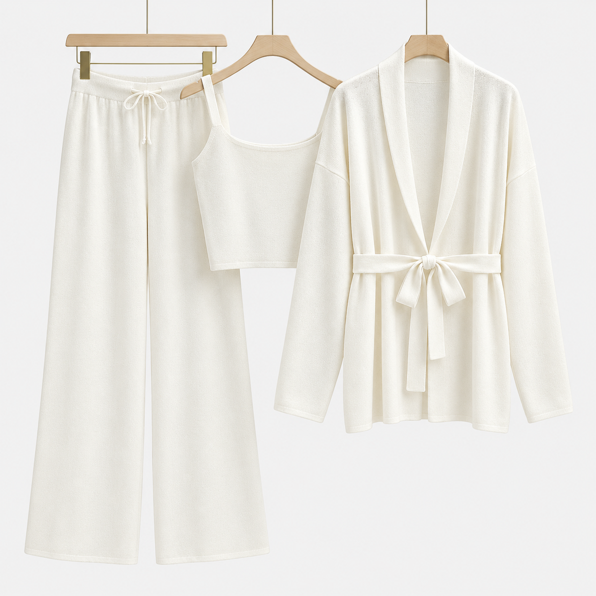 Maelle | Elegant Knitted Co-Ord Sets for Women with Belted Cardigan & Wide-Leg Trousers
