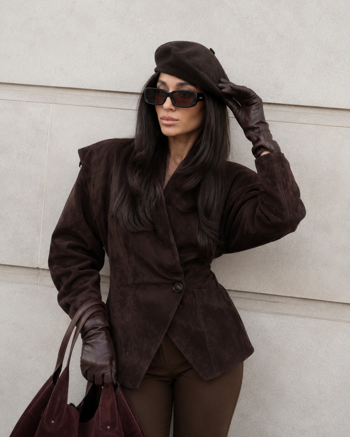 Océane – Structured Faux Suede Blazer with Lapel Collar