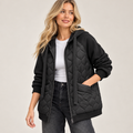 Corisande | Elegant Black Quilted Jacket for Women with Cosy Hooded Finish