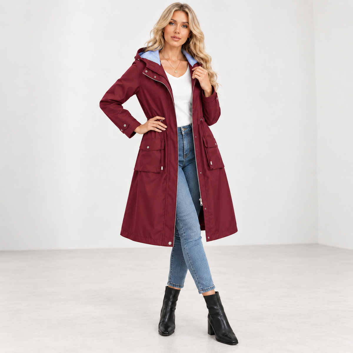 Dulce | Sophisticated Women’s Waterproof Hooded Long Trench Coat