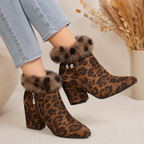 Marisol | Leopard Print Block-Heel Ankle Boots for Women
