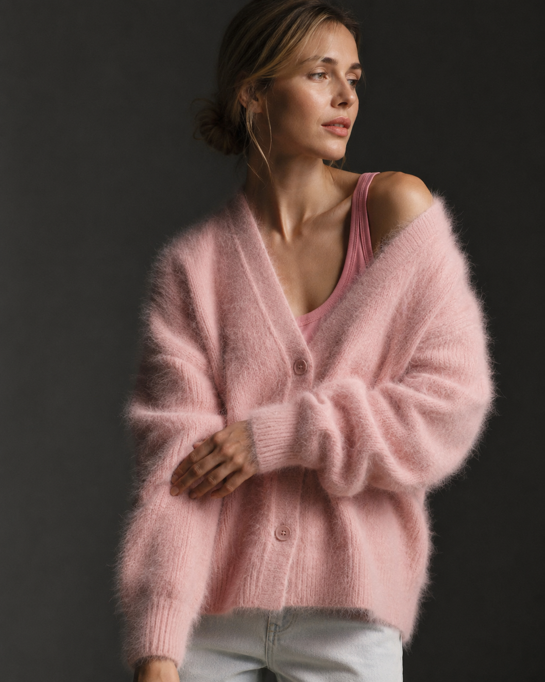 Béatrice | Oversized V-Neck Cardigan in Soft Knit
