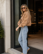 Odalys – Short Faux Suede Jacket with Zip & Pockets