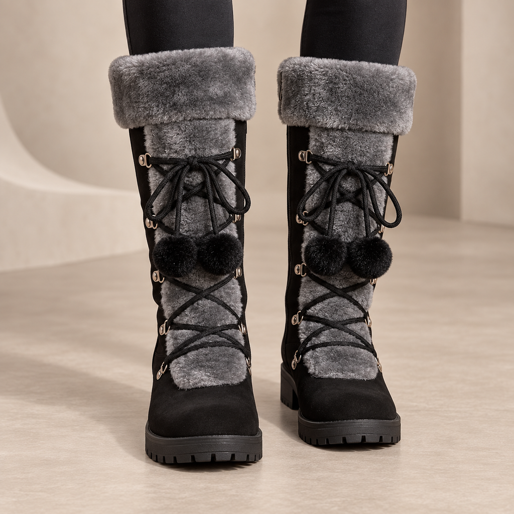Lucette | Cosy Winter Tall Boots for Women with Lace-Up Mid-Calf Design