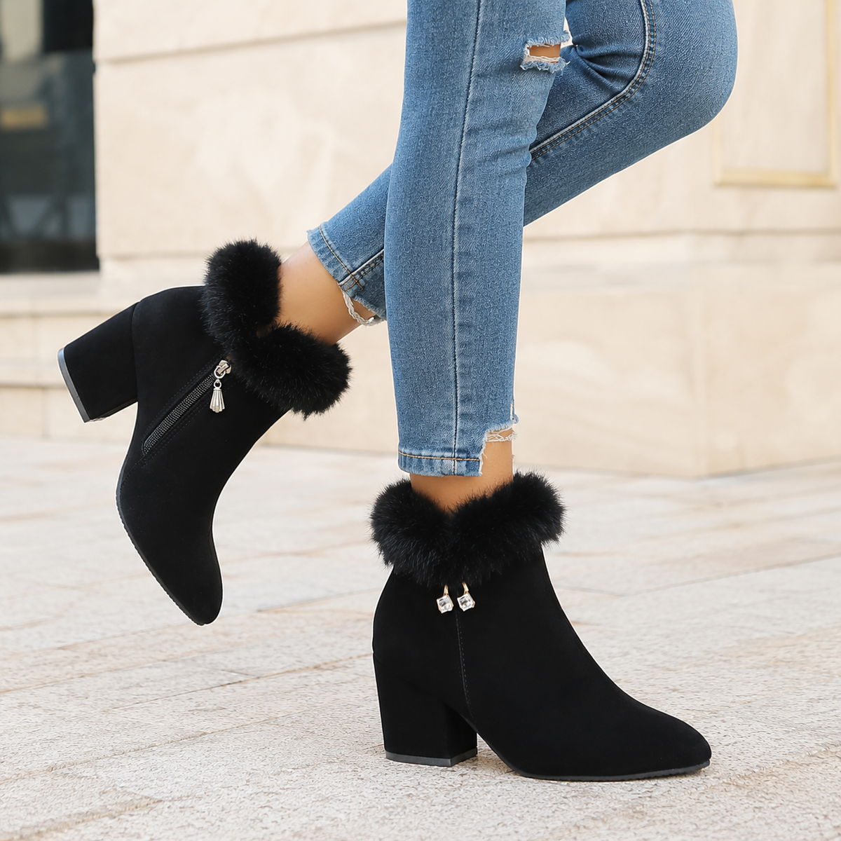 Marisol | Leopard Print Block-Heel Ankle Boots for Women