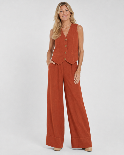 Rosalind | Tailored Sleeveless Vest & Wide-Leg Trouser Set