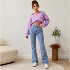 Liesel | High-Waist Flare Bootcut Jeans with Star Patch
