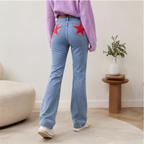 Liesel | High-Waist Flare Bootcut Jeans with Star Patch