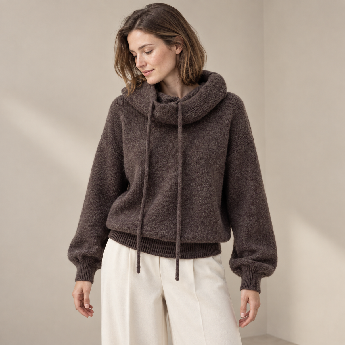 Floralie | Cosy Turtleneck Jumper for Women with Relaxed Hooded Shape