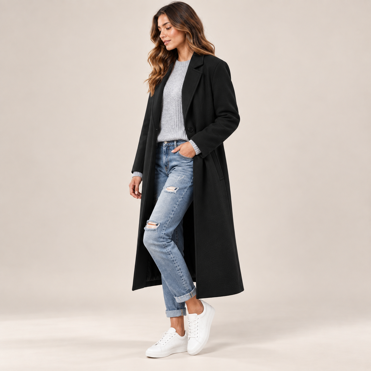 Eleanora | Timeless Long Coat for Women with Refined Minimalist Silhouette