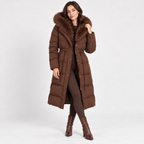 Evelise | Cosy Duvet Coat for Women with Longline Puffer Shape & Faux-Fur Hood
