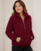 Marielle | Textured Half-Zip Pullover with Kangaroo Pocket