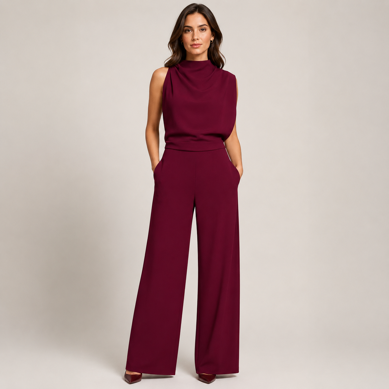 Odalys – Sleeveless High Neck Jumpsuit with Wide Legs