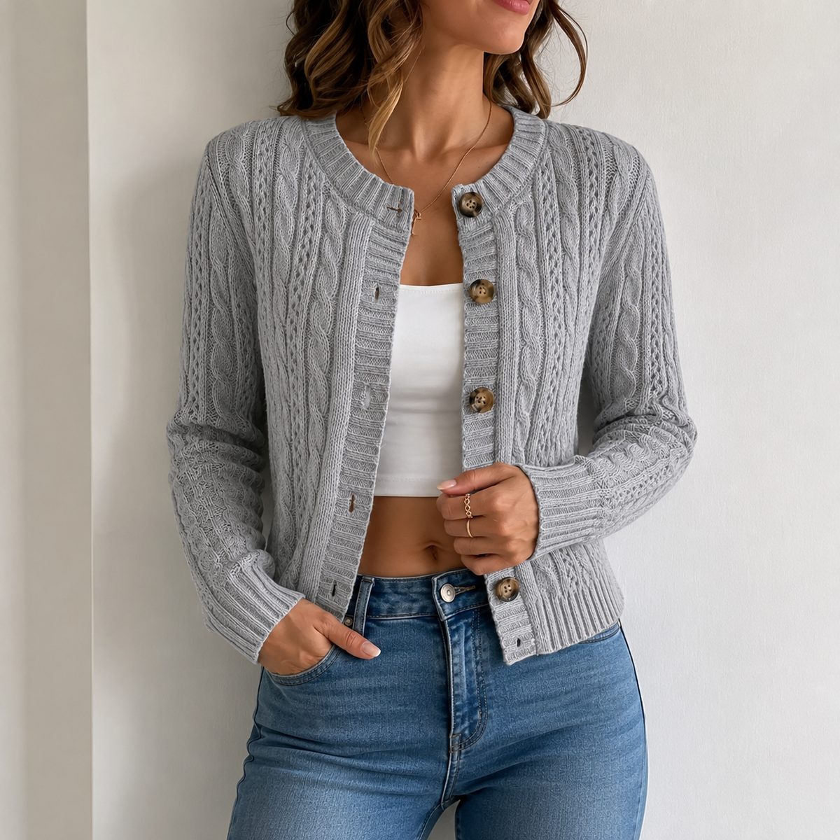 Maren | Tailored Cable-Knit Cardigan for Women