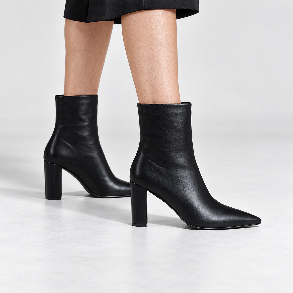 Elarisse | Sophisticated Black Knee High Boots with Convertible Leather Design